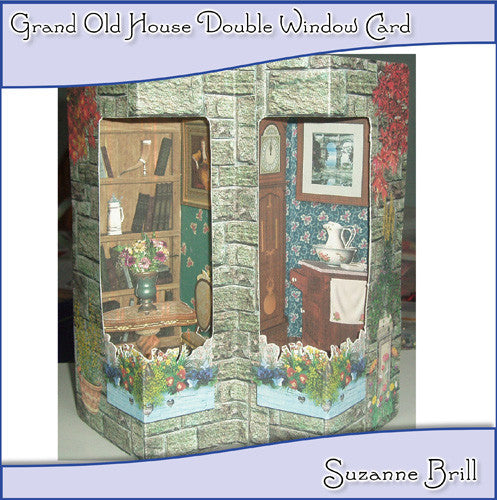 Grand Old House Double Window Card - The Printable Craft Shop