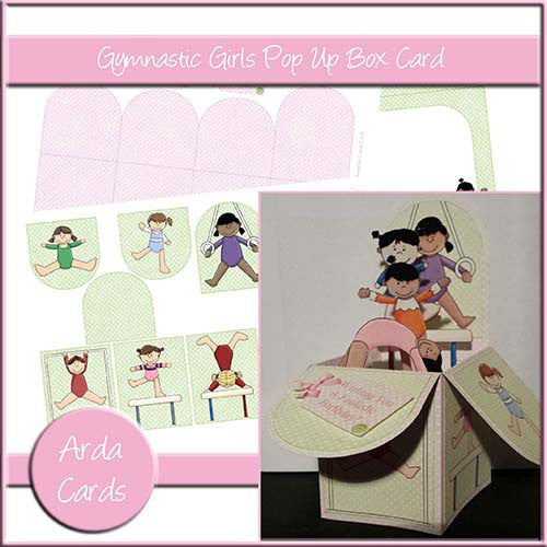 Gymnastic Girls Pop Up Box Card - The Printable Craft Shop