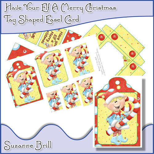 Have Your Elf A Merry Christmas Tag Shaped Easel Card - The Printable Craft Shop