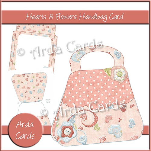 Hearts & Flowers Handbag Card - The Printable Craft Shop