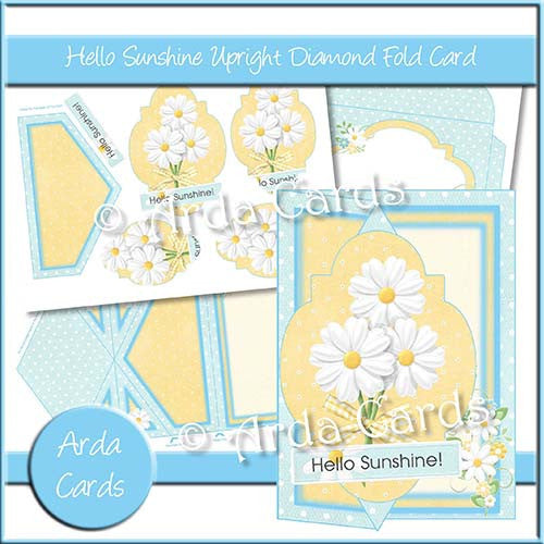 Hello Sunshine Upright Diamond Fold Card - The Printable Craft Shop