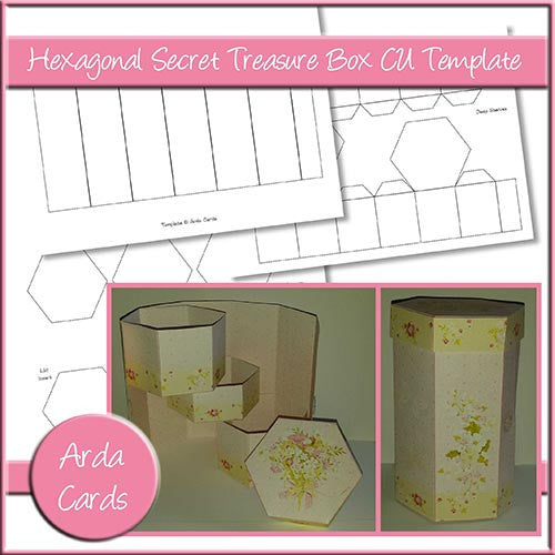Hexagonal Secret Treasure Box CU Template - The Printable Craft Shop