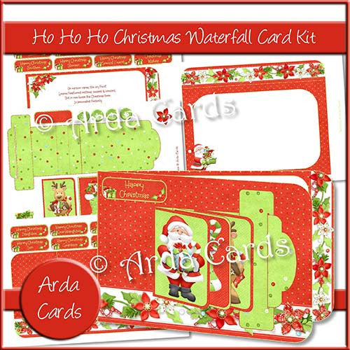 Ho Ho Ho Christmas Waterfall Card Kit - The Printable Craft Shop