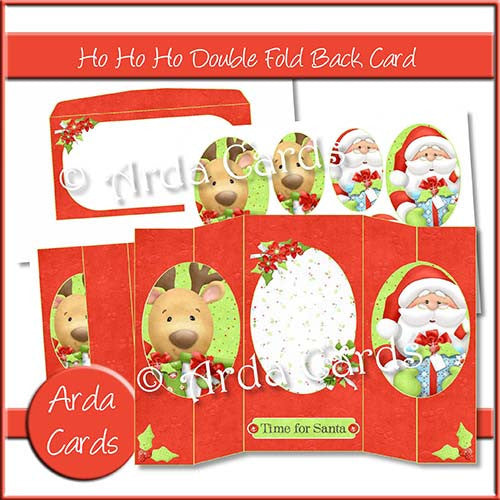 Ho Ho Ho Double Foldback Card - The Printable Craft Shop