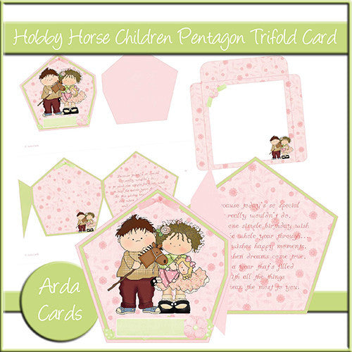 Hobby Horse Children Pentagon Tri Fold Card - The Printable Craft Shop