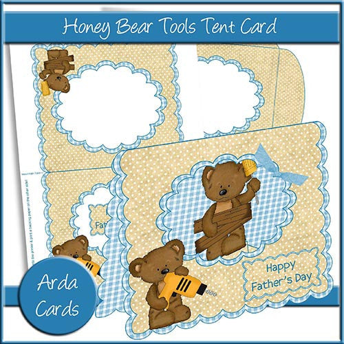 Honey Bear Tools Father's Day Tent Card - The Printable Craft Shop