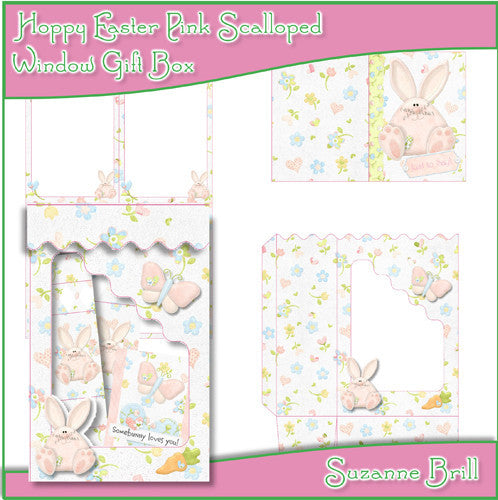 Hoppy Easter Pink Scalloped Window Gift Box - The Printable Craft Shop