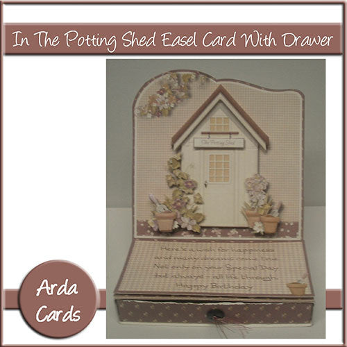 In The Potting Shed Easel Card With Drawer - The Printable Craft Shop