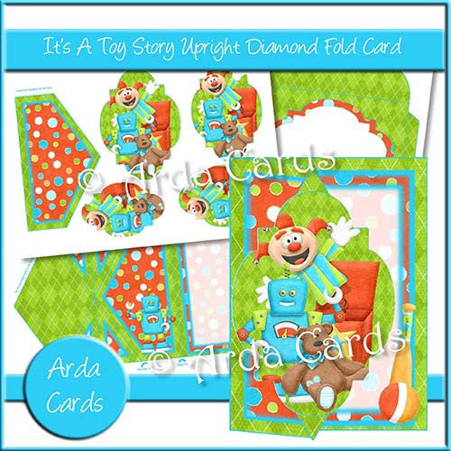 It's A Toy Story Upright Diamond Fold Card - The Printable Craft Shop