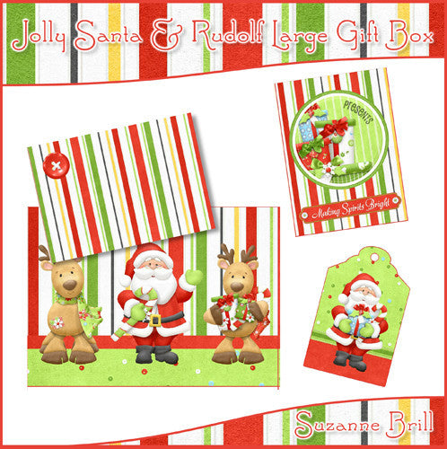 Jolly Santa & Rudolf Large Gift Box - The Printable Craft Shop