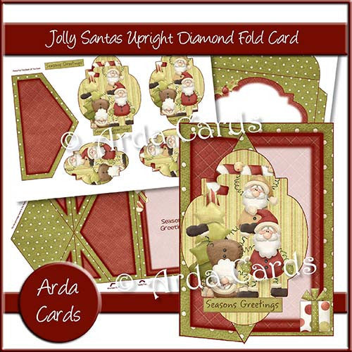 Jolly Santas Upright Diamond Fold Card - The Printable Craft Shop