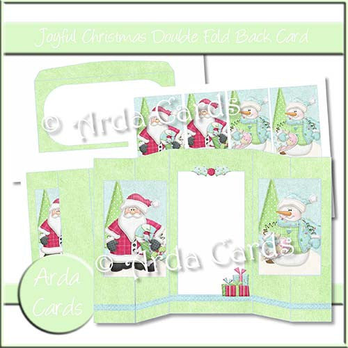 Joyful Christmas Double Foldback Card - The Printable Craft Shop