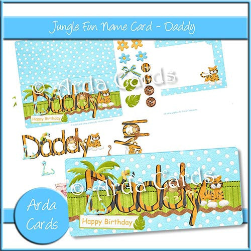 Jungle Fun Name Card - Daddy - The Printable Craft Shop