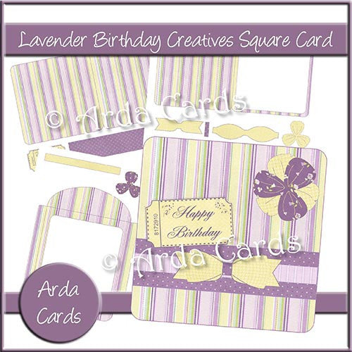 Lavender Birthday Creatives Square Card - The Printable Craft Shop