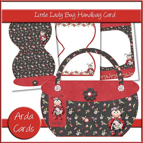 Little Lady Bug Handbag Card & Envelope - The Printable Craft Shop