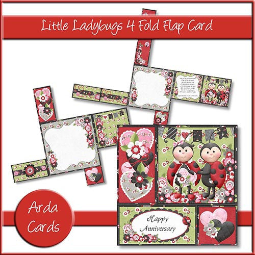 Little Ladybugs 4 Fold Flap Card - The Printable Craft Shop