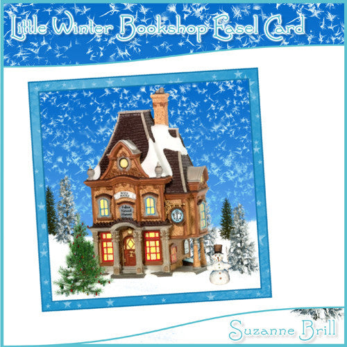 Little Winter Bookshop Easel Card - The Printable Craft Shop