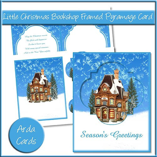 Little Christmas Bookshop Framed Pyramage Card - The Printable Craft Shop