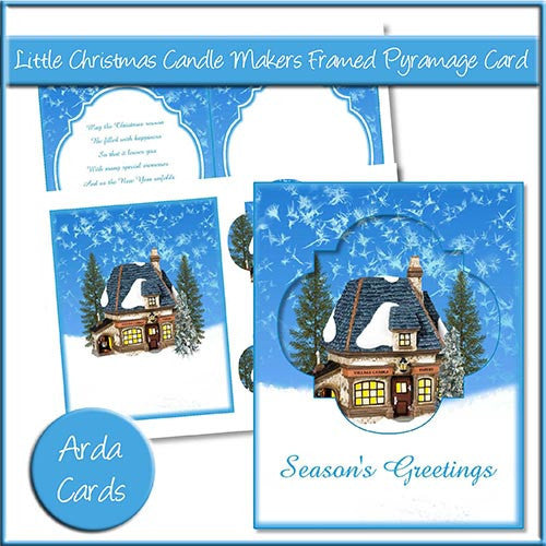 Little Christmas Candle Makers Framed Pyramage Card - The Printable Craft Shop