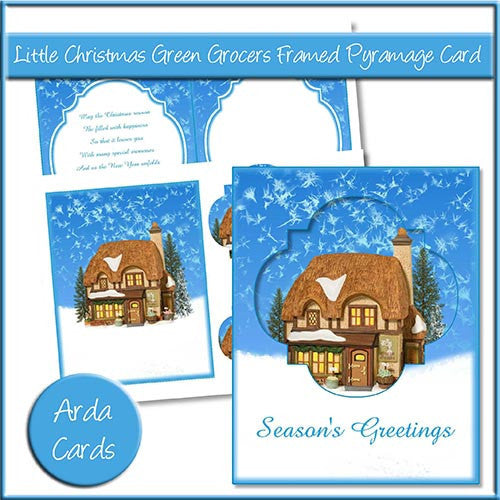 Little Christmas Green Grocers Framed Pyramage Card - The Printable Craft Shop