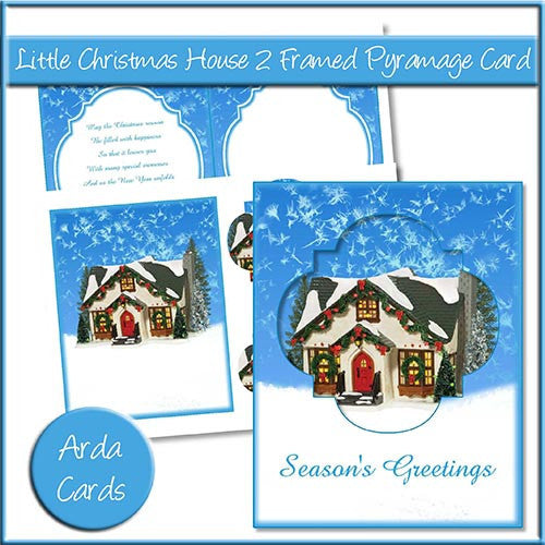 Little Christmas House 2 Framed Pyramage Card - The Printable Craft Shop