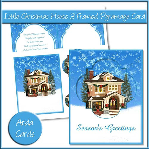 Little Christmas House 3 Framed Pyramage Card - The Printable Craft Shop