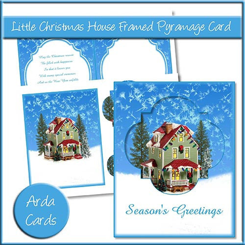 Little Christmas House Framed Pyramage Card - The Printable Craft Shop