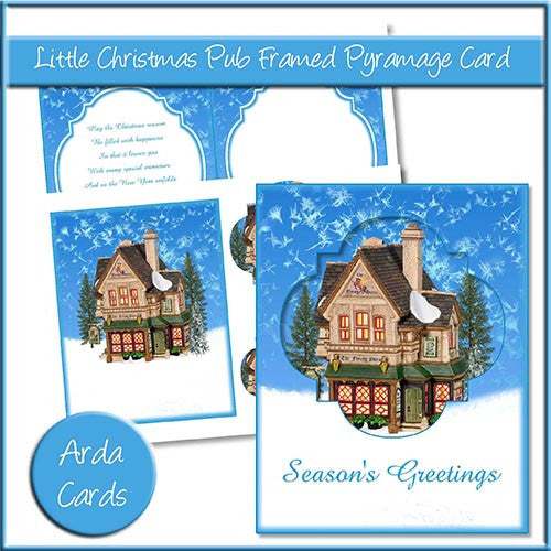 Little Christmas Pub Framed Pyramage Card - The Printable Craft Shop