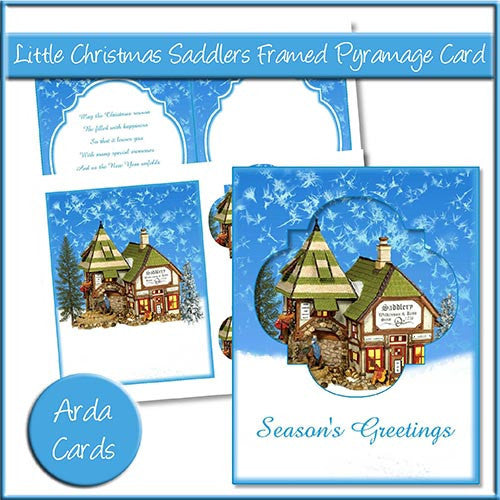 Little Christmas Saddlers Framed Pyramage Card - The Printable Craft Shop