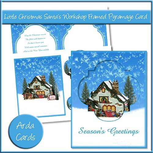 Little Christmas Santa's Workshop Framed Pyramage Card - The Printable Craft Shop