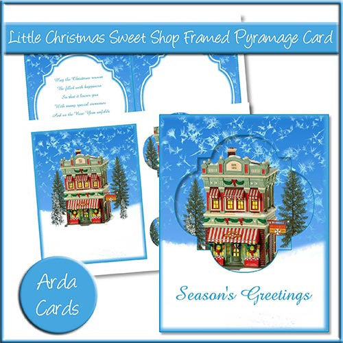 Little Christmas Sweet Shop Framed Pyramage Card - The Printable Craft Shop