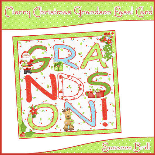 Merry Christmas Grandson Easel Card - The Printable Craft Shop