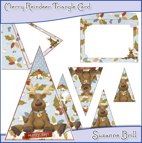 Merry Reindeer Triangle Card - The Printable Craft Shop