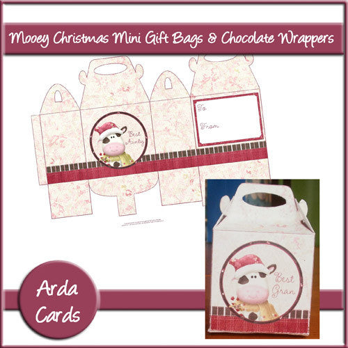 Mooey Christmas Mini Gift Bags & Chocolate Wrappers - The Printable Craft Shop