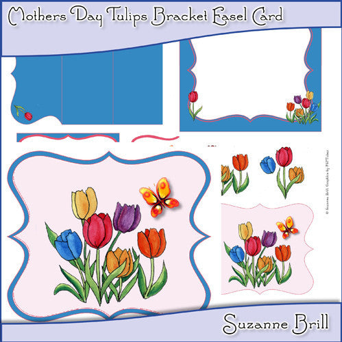 Mother's Day Tulips Bracket Easel Card - The Printable Craft Shop