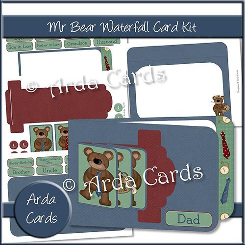 Mr Bear Waterfall Card Kit - The Printable Craft Shop