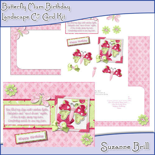 Butterfly Mum Birthday Landscape C5 Card - The Printable Craft Shop
