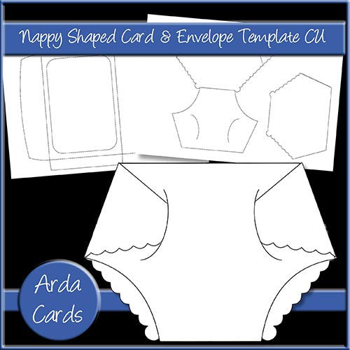 Nappy Shaped Card & Envelope CU Template - The Printable Craft Shop