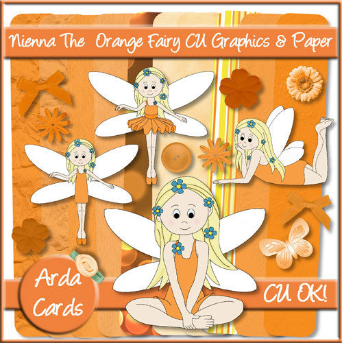 Nienna The Orange Fairy CU Graphics And Paper - The Printable Craft Shop
