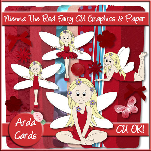 Nienna The Red Fairy CU Graphics And Paper - The Printable Craft Shop