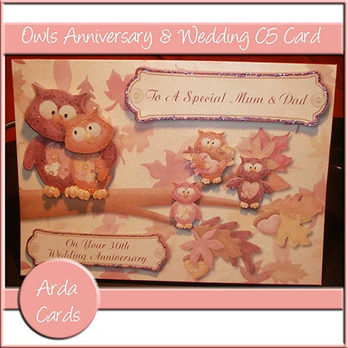 Owls Anniversary & Wedding C5 Card - The Printable Craft Shop