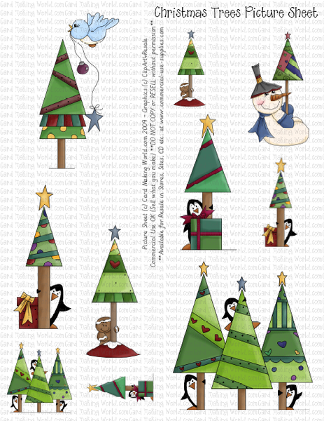 Christmas Trees Printable Clip Art Sheet - The Printable Craft Shop