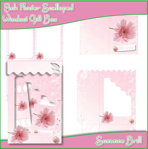 Pink Flower Scalloped Window Gift Box - The Printable Craft Shop