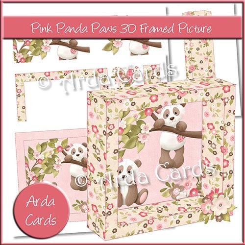 Pink Panda Paws 3D Framed Picture - The Printable Craft Shop
