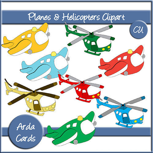 Planes & Helicopters Clipart - The Printable Craft Shop