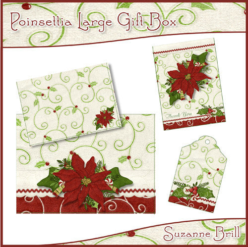 Poinsettia Large Gift Box - The Printable Craft Shop
