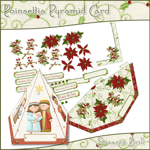 Poinsettia Pyramid Card - The Printable Craft Shop