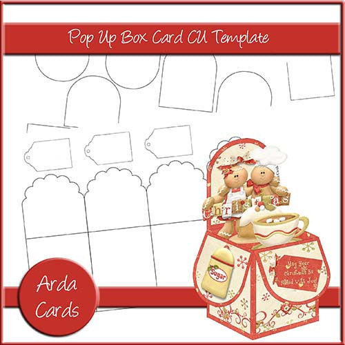 Pop Up Box Card CU Template - The Printable Craft Shop