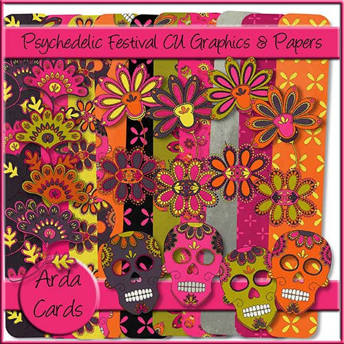 Psychedelic Festival CU Graphics & Papers - The Printable Craft Shop