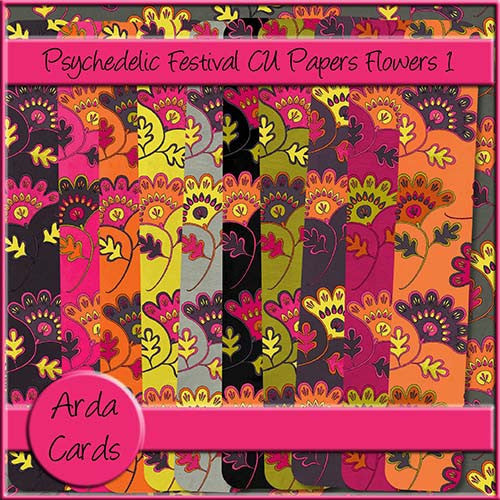 Psychedelic Festival CU Papers - Flowers 1 - The Printable Craft Shop